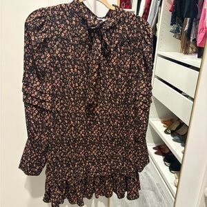 Walter Baker Black and Brown Floral Dress